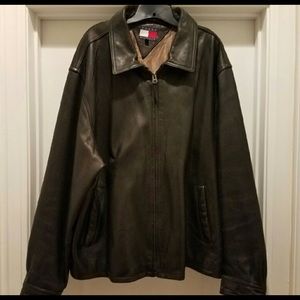 Vintage Tommy Hilfiger real leather jacket, black